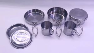 SILVER KNIGHT CW-301 8PCS Outdoor Stainless Steel Non-Stick Portable Cooking Cookware Set for Camping Hiking