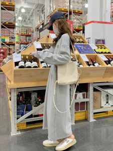 Gray Polo Collar Long Dress Womens Loose Casual Sweatshirt Dress Korean Style Commute Spring Autumn Season Ladies Dress