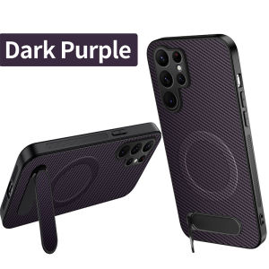 szhaiyu | Carbon Fiber Leather Magnetic Stand Phone Case for Samsung Galaxy S26 Ultra S25 Edge S23 S22 S21 Plus S24 FE for Magsafe Cover