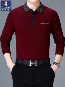 เสื้อยืดคอกลมแขนยาวผ้าฝ้ายแท้ T-Shirt คุณพ่อ ปีมังกร เสื้อเชิ้ตโปโลสีแดงสำหรับงานแต่งงาน ฤดูใบไม้ผลิและฤดูใบไม้ร่วง แบรนด์ Tucano