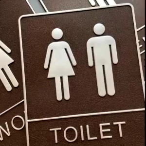 1pc Bathroom Sign Self-Adhesive Acrylic Toilet Sign Men/Women/Toilet WC Sign