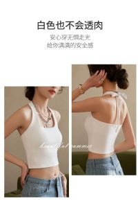 เสื้อกั๊กสายเดี่ยวสีแดงพร้อมแผ่นเสริมหน้าอกสำหรับผู้หญิง ฤดูร้อนปี 2025 Pure Desire Style ใส่ด้านนอกได้ เสื้อชั้นในสำหรับใส่ด้านนอก