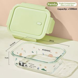 CrossOver | Heat Resistant Glass Lunch Box for Office Workers with Microwave Heating Function Divided Meal Box Durable Food Storage Container