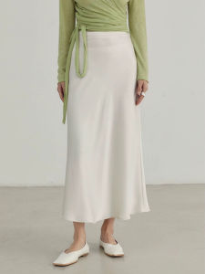 Váy Đuôi Cá Dài Lụa Mượt Mà Bóng Rực Mùa Xuân Thanh Lịch Váy Chữ a Cạp Cao Màu Trơn Chất Liệu Khác Cho Nữ