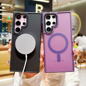 CrashStar MagSafe Skin-friendly Matte Shockproof Hard Phone Case For Samsung Galaxy S25 S24 S23 Ultra Plus + S22 Ultra Plus S20 FE A16 Wireless Charging Phone Casing Translucent Phone Cover Shell Hot Sale