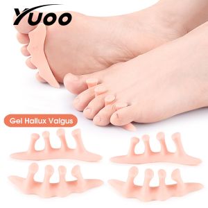 YUOO 2ชิ้นเจลที่คั่นนิ้วเท้าที่รองปุ่มหัวแม่เท้าซิลิโคนเครื่องหนีบ Hallux Valgus นิ่มบราดันทรงปลอกสวมป้องกันที่ขยายนิ้วเท้า