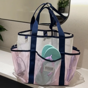 Large Capacity Toiletry Beach Swimming Portable Storage Bag for Women Outdoor Bathroom Waterproof Net Handbag Casual Style