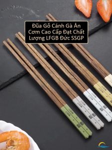 [5 Đôi Kèm Hộp] Đũa Gỗ Cánh Gà Chống Mốc SSGP Đũa Ăn Cơm Kiểu Nhật An Toàn Không Sơn Đầu Đũa Chống Trơn Hộp Đựng Sang Trọng