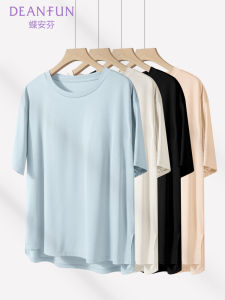 Ice Silk Loose Short Sleeve T-Shirt Women Summer Breathable Half Sleeve Sleepwear Top plus Size Big Code Fat MM Belly Cover Thin Model