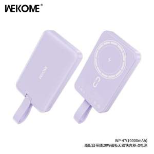 Wekome Wireless + Build-In Cable Power Bank ✅ 100% Original ✅ Magnetic Charging ✅ PD Fast Charging ✅ Ready Stock