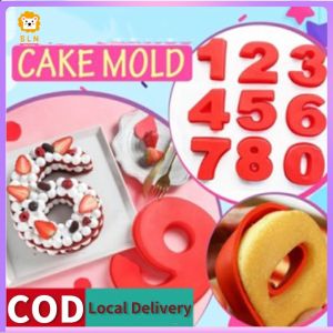 【Fast delivery】0-9 silica gel cake tray baking mold cake number shape silica gel baking birthday cake decoration mold digital cake model convenient and fast