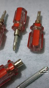 Obeng Bolak Balik Mini 8cm Magnet Obeng Bunga Plus Obeng Biasa Minus