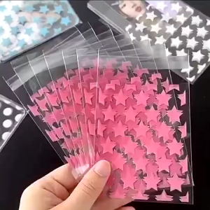 50Pcs ins Star Self Sealing Bag Cute Transparent Photocard Holder Card Sleeve Packaging Bag 8*10cm