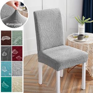 Jacquard Stretch Chair Cover Waterproof Anti-dirty Chair Seat Cover for Dining Chairs Slipcover Kitchen Dining Chair Cover
