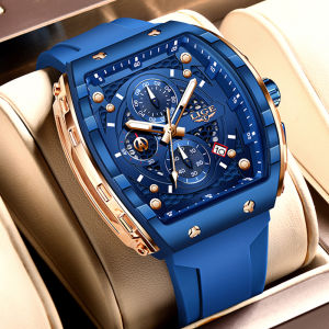 LIGE Nam Chống Thấm Nước Cao Cấp Đồng Hồ Thạch Anh Vuông Dây Silicon Quân Sự Chronograph Đồng Hồ Đeo Tay Thời Trang Nam Đồng Hồ
