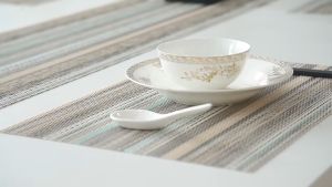 PVC Material Table Mat  Simple Nordic Style Anti Slip Mat  Thermal Insulation Mat  Dining  Plate Shooting Decorative Mat  Checkered Striped Table Mat