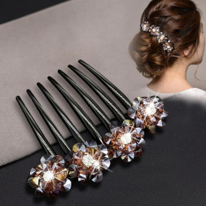 เครื่องประดับผมเวอร์ชั่นเกาหลีที่หรูหราพร้อมประดับดอกไม้และเพชรน้ําสําหรับผู้ใหญ่ เหมาะสําหรับการถักเปียและจัดแต่งทรงผมขนมปัง
