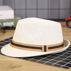 Casual Jazz Style Sun Protection Hat Mens British Style Gift Hat Summer Travel Outdoors Cap Ladies Fashionable Wide Brim Hat