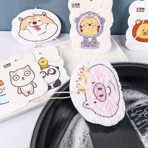 Kitchen Dishwashing Sponge Cleaning Sponges Scouring Pad Compressed Wood Pulp Sponge Cartoon Dish Cloths Pot Wipe Cleaning Tools