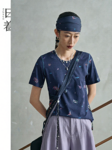 Fashion Digital Print Ethnic Short Sleeve Knit Tshirt