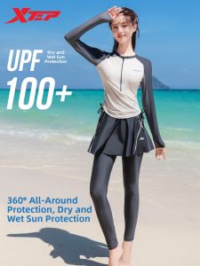 XTEP | Conservative Long Sleeve Long Pants Split Swimwear