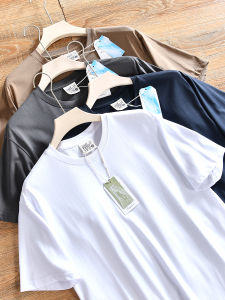 เสื้อยืดคอกลมแขนสั้นผ้าฝ้ายผสมสำหรับผู้ชายในช่วงฤดูร้อน ทรงหลวมสบาย ๆ สไตล์ญี่ปุ่น เสื้อยืดที่ให้ความรู้สึกเย็นสบาย