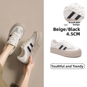 Josiny | Breathable Lightweight Thick-Soled White Canvas Shoes