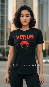T Shirt Gym VENUM Short Sleeves 100%Cotton Black Red