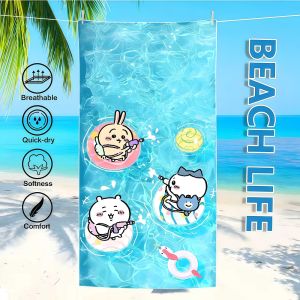 Kawaii C-ChiikawaS Towel Textile Bathrobe Beach Quick-Drying Lightweight Portable Camping Swim Pool Travel