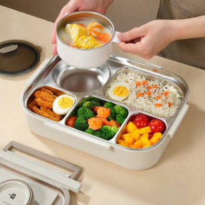 Insulated Stainless Steel Lunch Box Large Capacity With Dividers