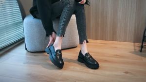 British Retro Leather Black School Women Loafers Shoes for Students