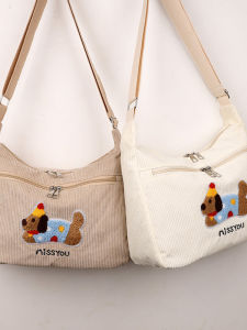 Túi Đeo Chéo Nhung Dễ Thương Thời Trang Xuân Thu Mới Cho Nữ Túi Tote Đeo Vai Đơn Phong Cách Đại Học Túi Xách Vải Canvas Thời Trang