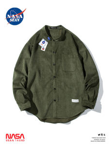 Wassup Panda Japanese Style Long Sleeve Corduroy Loose Fit round Collar Mens Shirt Spring Autumn Trendy Brand Outerwear