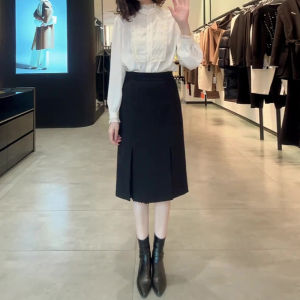 Black Asymmetrical Suit Skirt Womens Spring Autumn High Waist Slim A-Line Mini Skirt Commute Fashion Elegant Lightweight