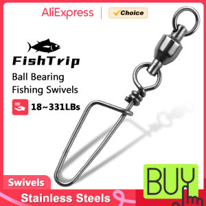 FishTrip 20Pcs Fishing Snap Clip Swivels Saltwater Connector Stainless Steel Corrosion Resistant Black Nickel Coating