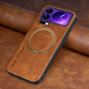 szhaiyu | 360 ° Rotat Metal Bracket Ring Leather Phone Case for Xiaomi 17T Pro 17 Pro Max 15 15TPro for Magsafe Magnetic Protective Cover