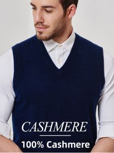 HENGYUANXIANG | Pure Cashmere V-Neck Pullover Sweater Vest Mens Autumn Winter Thickened Knittedwear Fashionable Casual Comfortable Fit
