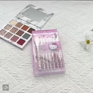 Sanrio | Sanrio Hello Kitty Bộ Cọ Trang Điểm Tóc Tổng Hợp Mềm Mại Bộ Phấn Nền Màu Hồng Phấn Mắt Phấn Mắt Lông Mày Cọ Mỹ Phẩm