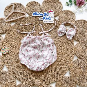 (3-12kg) Body Dây Nơ Hồng Đỗ NHÍM XÙ KIDS Cho Bé Gái Chất Thô Lụa Mềm B091