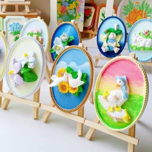 Handmade Gypsum Flower Card 3D Relief Graffiti Desktop Decoration Company Team Building Color Painting Creative DIY Toy