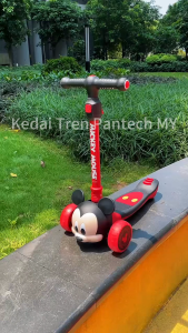 Disney Authorized Genuine Mikey Three Wheel Baby Scooter LED Light Wheels with Saddle Push Handle 2 - 8 Years Old | Christmas Gift 🎄