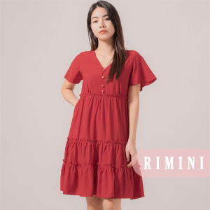 RIMINI - Dress Wanita Casual Vneck Ruffle Lengan Pendek xs-xl - Mavella Dress - 886871