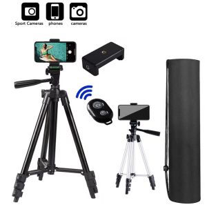 Universal Extendable Tripod Stand With Bluetooth Remote Phone Holder Lightweight Photography Live Tripods For Sports Camera DSLR