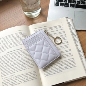 Women Card Wallet Bag Ultra Thin Leather Zipper Coin Purse with Keychain Dompet Kad Wanita 女生卡包