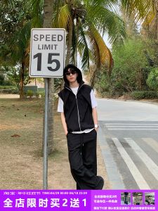 Original Design Deconstructed Style Hooded Sleeveless Vest Jacket And Workwear Pants Set Youth Casual Summer Fashion