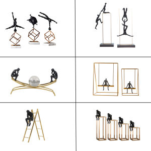 Modern Luxury Metal Resin Black Figurine Decorative Accessories Nordic Creative Home Living Room Office Study Desktop Decoration