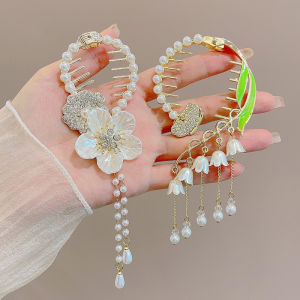 PINK EMPRESS | Children Flower Tassel Beaded Hair Clip