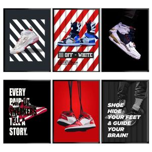 Sneaker Canvas On Poster Art Wall Painting And Sneaker Fashion For The Boys Room Decorative Canvas Paintings 