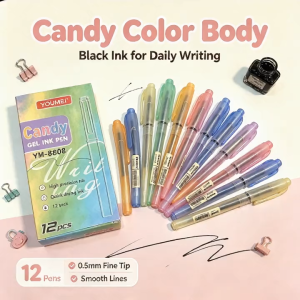 YOUMEI YM-8808 Candy Color Gel Pen Black Ink 0.5mm Fine Point Smooth Writing