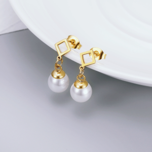 Bông tai ngọc trai tòn ten nhân tạo sang trọng chất liệu titan sáng màu không gỉ